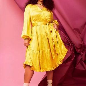 Satin Surplice Tiered Dress